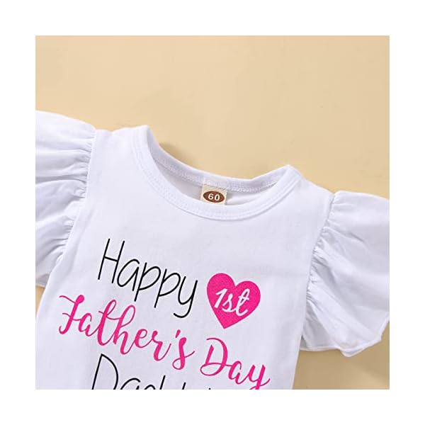 Newborn Baby Girl First Fathers Day Outfit Summer Flutter Sleeve Bodysuit+Floral Ruffle Bloomer Skirt Clothes Set - Image 5