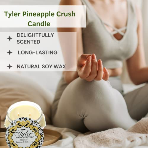 Tyler Candle Company Pineapple Crush Scent Jar Candle - Luxurious Scented Candle With Essential Oils - Long Burning Candles 110-120 Hours - Large Candle 22 Oz With Bonus Key Chain #TOP4