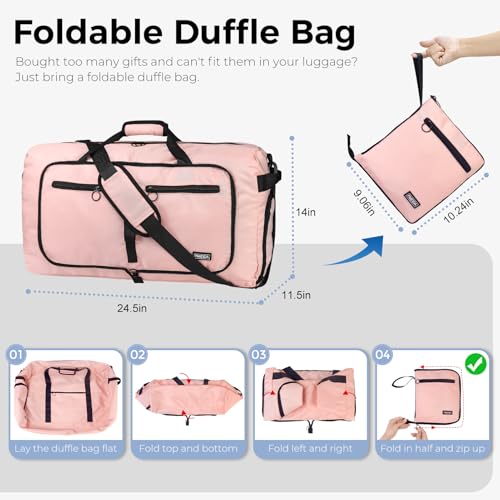 Image of Fmeida 65L Duffle Bag Foldable Travel Duffel Bags for Men Women Travel Bag | Shoes Compartment, 65L Large Capacity, Foldable, Packable, Water Repellent, Tear Resistant, for Traveling Gym Overnight Camp
