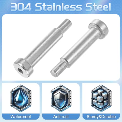 QUARKZMAN 6 Stück 304 Edelstahl Schulterbolzen 8mm Schulterdurchmesser 30mm Schulterlänge M6 Gewinde Sechskant Schulterbolzen für Textil-, Hydraulik- und Spritzgussmaschinenindustrien