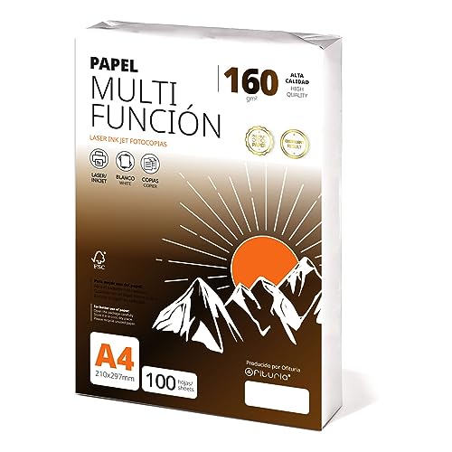 Ofituria Kopierpapier DIN A4 160 g/m2 100 Blatt Mehrzweckpapier für Laser- und Tintenstrahldrucker Kopierer Bürobedarf Schulbedarf Packung zu 100 Blatt 160 g