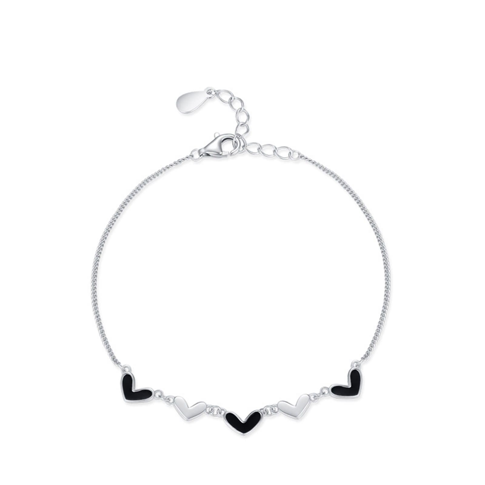 Pulsera de fiesta para mujer, sin piedras preciosas, pulseras con dije de corazón para mujer, de moda, oro blanco de 9 quilates, 14 y 18 quilates