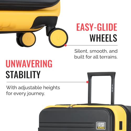 Image of Urban Jungle by Safari Hold-All Premium Small (55cm) Trolley Bag with Laptop Compartment, Polycarbonate Cabin Suitcase with 8 Silent Wheels & TSA Lock,Hardside Travelling Luggage for Men&Women(Yellow)