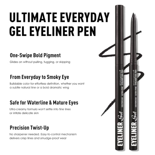 Black Gel Eyeliner Pencil, Retractable Waterproof Eye Liner Smudge-Proof... - Image 4