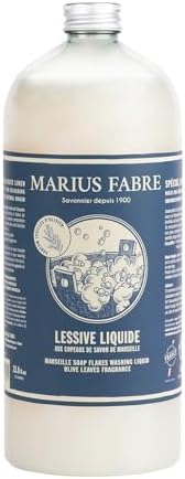 Marius Fabre 100% Marseille Soap Flakes Liquid Detergent with Olive Leaves Fragrance - 1L (33.8 fl oz) - Hypoallergenic image 2