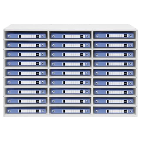 Literature Organizer, Wooden Paper and Mail Organizer 27 Compartments Desktop File Sorter Mail with Adjustable Shelves and Stackable for Home Office and Classroom (White) Cover