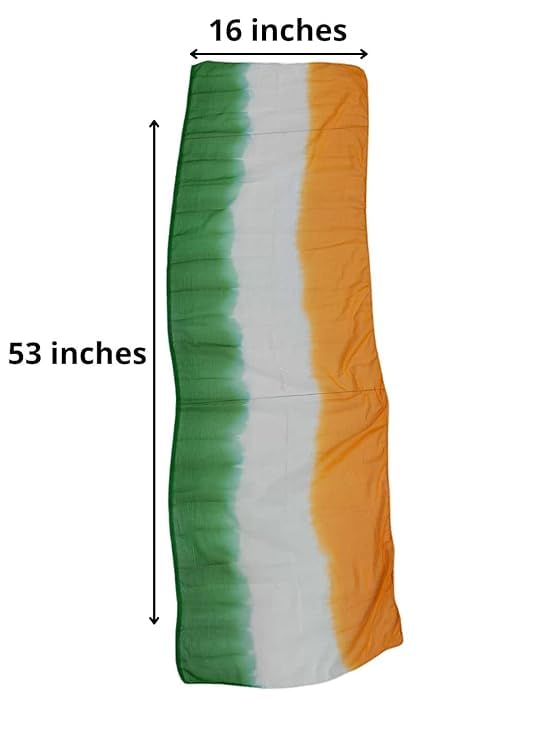 Image of Chiffon Tri Colour /Tiranga Stole for Female /Scarf SMALL SIZE for Kids Women & Men. 53 * 16 INCHES, Multicolor