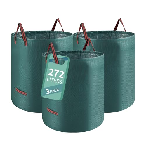 Ordeluxe 3x272L Sacchi per Rifiuti da Giardino, Sacchi Giardinaggio Resistenti agli Strappi e Impermeabili, Sacco Raccogli Foglie Pieghevole Autoportante, Supporta fino a 50 kg