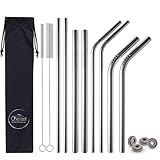 Chefast Stainless Steel Drinking Straws - 4x2 Combo Kit - Reusable Metal Straws for Everything From 30 oz Yeti Tumblers to Thick Smoothies - Cleaning Brushes, Silicone Rings, and Long Case Included