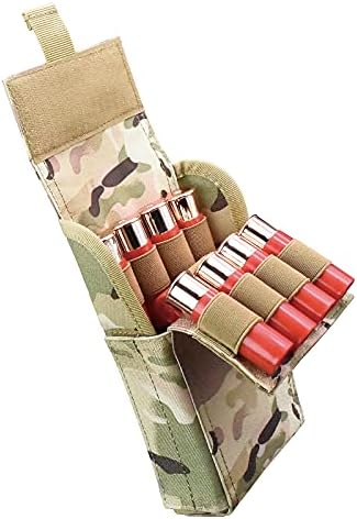 Equipment Mobile Tactical Shotgun Shell Bag MOLLE Tactical 25 Rounds Shotshell Pouch Holder Compact Foldable Shotgun Reload (Military A)