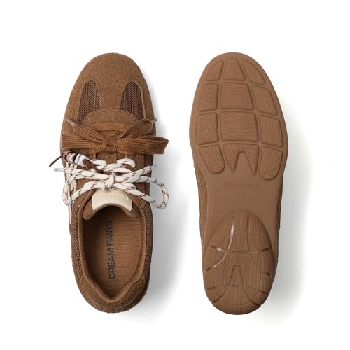 DREAM PAIRS DREAM PAIRS Women's Retro Platform Sneakers, Faux Suede Casual Fashion All-Day Comfort Cushion Walking Breathable Shoes,Size 11,Brown,SDFN26043W
