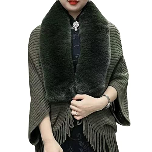 Xale para Mulheres Inverno | Xale de malha com pele sintética,Capa xale de malha macia para vestidos