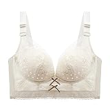Necalisi Soutiens-Gorge Femme Beige Soutien Gorge Dentelle Femme sans Armatures Push Up sans Armatures Légèrement Rembourré Invisible sous T-Shirt Brassière sans Couture 90C