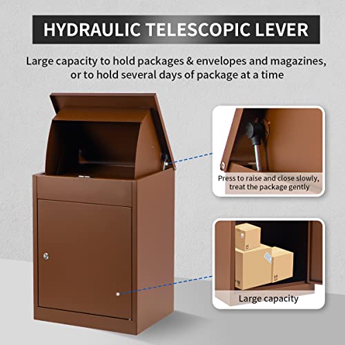 Yoocabinet Package Delivery Boxes For Outside, Extra Large Mailbox For Parcel, Galvanized Steel Parcel Mailbox, Wall Mounted Lockable Anti-Theft For Porch,Curbside Brown-Bg002 #TOP2