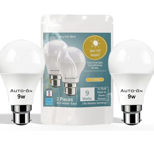 Image of Auto-ON Day /Night Sensor LED Bulb (9W) (Always ON During Night, Auto-Off During Day) (One Year Warranty) (White Pack Of 2, B22)