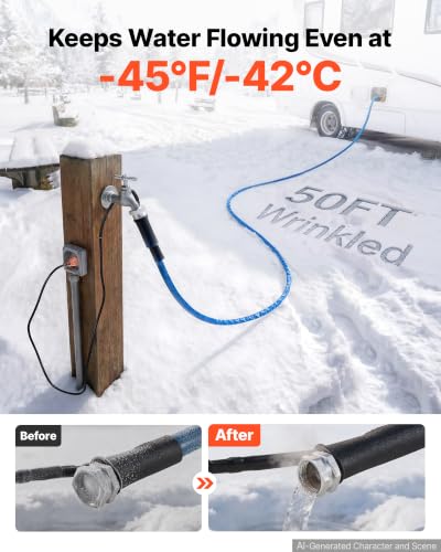 Image of VEVOR 50FT Heated Water Hose for RV Antifreeze to -45F Drinking Water Hose