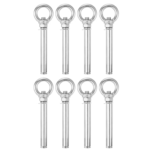 Image of uxcell Ring Lifting Expansion Eyebolt, 8pcs M10x120mm 304 Stainless Steel Expansion Screw with Eye Ring for Concrete Brick Wall