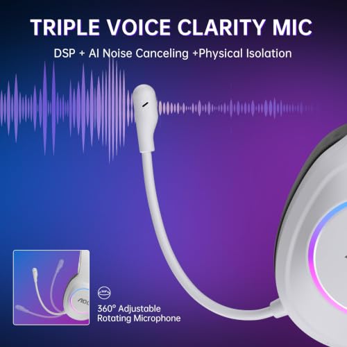 Image of AOC Wireless Gaming Headphones Compatible with PS5 /4, Switch, PC- White