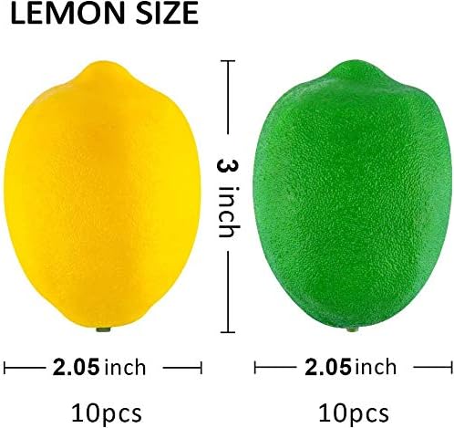 Toopify 20 PCS Artificial Lemons and Limes Fake Fruit Lemons Artificial Lifelike Simulation Lemon for Home House Kitchen Party Decoration, 3'' X 2''