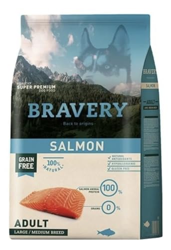 Bravery CROCCHETTE Salmone Cane Adulto Taglia Medium - Large - 12 kg - MONOPROTEICO,IPOALLERGENICO, 100% Naturale, 100% Grain Free
