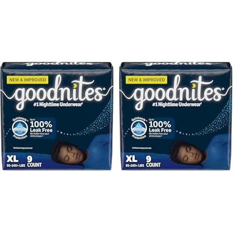 Goodnites Nighttime Bedwetting Underwear, Boys' XL (95-140 lb.), 9 Ct (Pack of 2) Cover