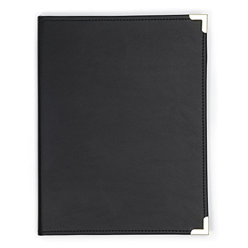 samsill classic collection business portfolio - executive padfolio for resume amp document organizer - 85 by 11-inch legal pad faux leather with brass corners black