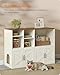 Feandrea Litter Box Enclosure for 2 Cats, Hidden Litter Box Furniture with Storage Cabinet, Double Room, Farmhouse Indoor Cat House Washroom, Honey Brown and Rustic White UPCL032WJ03