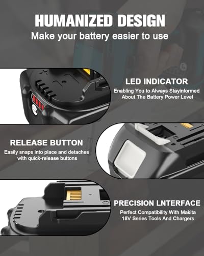 Image of 2Pack 6.0Ah 18V Bat Replacement for Makita 18V Battery with Dual Charger | Compatible with Makita 18V Battery Power Tools BL1860 BL1850 BL1840 BL1830