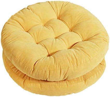 Tiita Solid Papasan Patio Seat Cushion Round Chair Pad Home Floor Cushion 22 Inch Set of 2 Throw Pillows Indoor/Outdoor (Light Yellow, 22 x 22 x 4 Inches), 2 Count (Pack of 1)