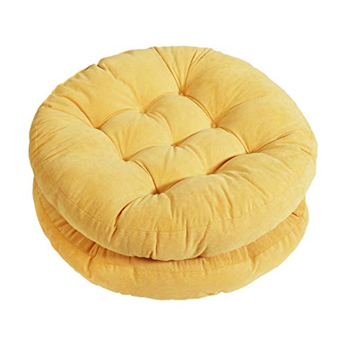 Tiita Solid Papasan Patio Seat Cushion Round Chair Pad Home Floor Cushion 22 Inch Set Of 2 Throw Pillows Indoor/Outdoor (Light Yellow, 22 X 22 X 4 Inches), 2 Count (Pack Of 1) #TOP7