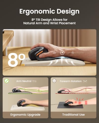 Image of ProtoArc MP50 Ergonomic Mouse Pad with Wrist Rest, MP50 Mousepad with Massage Design, Soft Memory Foam and Non-Slip PU Base for Pain Relief, Desk, Home, Office, 12x8 Inches, Beige (Mouse Not Included)