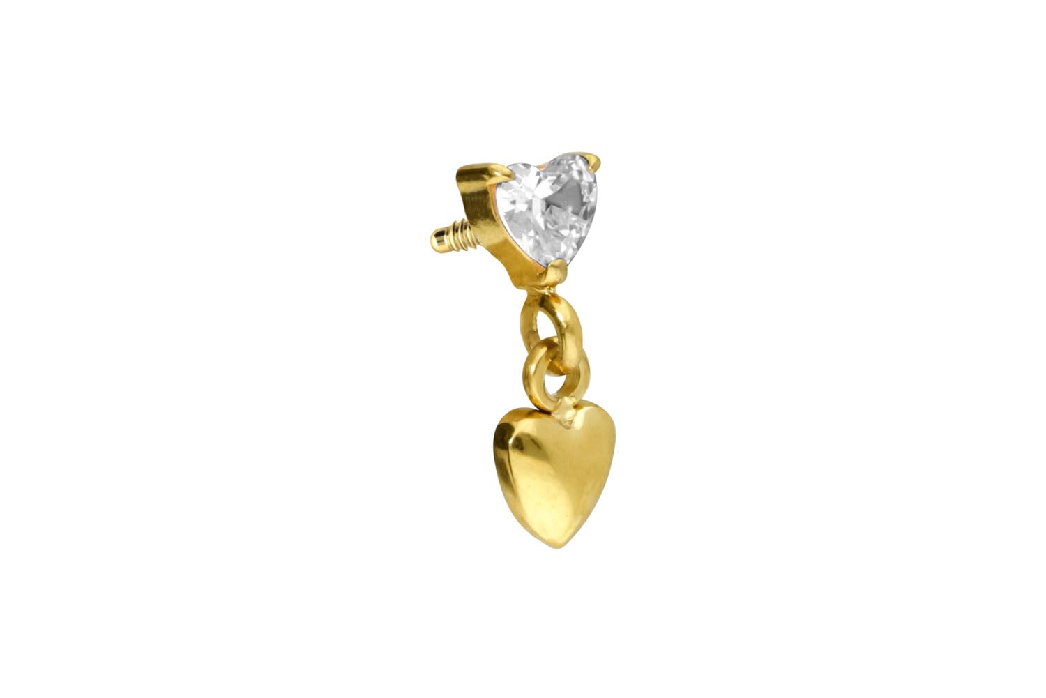 PIERCINGLINE Universal Piercing Titan Schraubaufsatz mit Außengewinde 2 HERZEN - Roségoldfarben, Schwarz, Goldfarben, Silberfarben