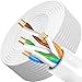 Produktbild LAN Kable 50 Meter CAT 6 Outdoor, Netzwerkkabel 50m Weiß Außen Ethernet Kabel Verlegekabel Hochgeschwindigkeits Netzwerk Installationskabel Wasserdicht UTP 23AWG Internet kabel 50m Lang PatchKabel