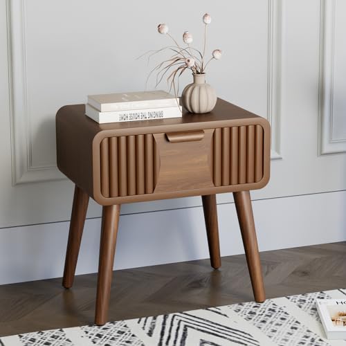 HOMPUS End Table with Drawer, Modern Nightstand with Storage Drawer,