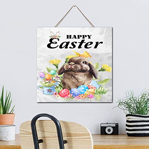Plaque bois Happy Easter Bunny 30cm finition soignée - 4
