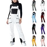 Generisch Schneehose Damen Wasserdicht Hosenträger Skihose Dicke Thermo Atmungsaktiv Wanderhose Wasserdicht Winter Snowboardhose Frauen Einfarbig Softshellhose Warme Gefüttert Thermohose