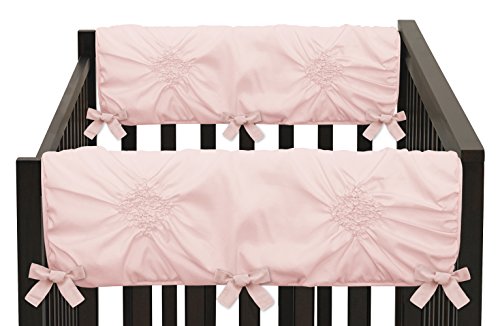 Solid Color Blush Pink Shabby Chic Side Crib Rail Guards Baby Teething Cover Protector Wrap for Harper Collection by Sweet Jojo Designs - Set of 2