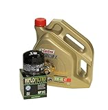 Huile Changement Lot de 4 L Castrol Huile de moteur SAE 10 W 40 Power 1 4T avec filtre à huile Hiflo hf202 par exemple CBR 400, CBX 750, VF 500, 750, 1000, XLV, Kawasaki en, GPZ, vn