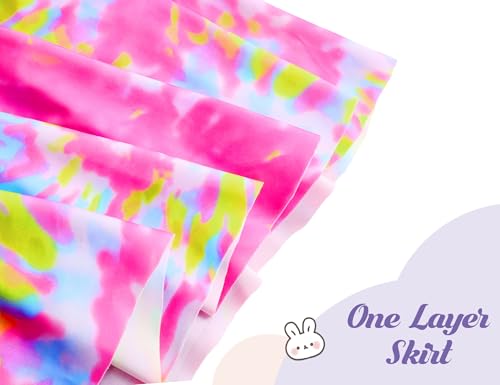 Image of Swimsuits for Teen Girls 10-12 Years Old Rose Yellow Tie Dye Sleeveless Skirted Bathing Suit with Sun Protection