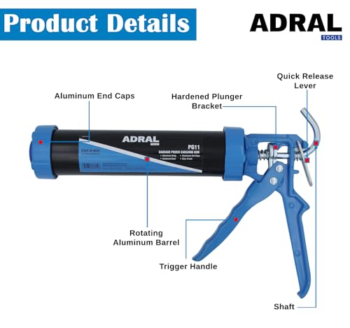Image of 9-Inch Sausage Caulking Gun | 625g | Aluminium Barrel & Solid End Caps | Heavy-Duty Trigger Handle | Dual Plunger Brackets | 9-Inch Sausage Pack & 330ml Cartridge Compatible