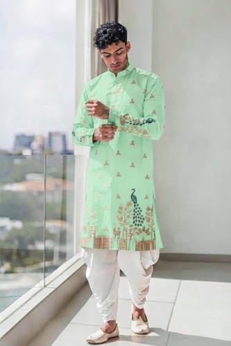 Image of Trustous Men's Pure Cotton Kurta Dhoti Set | Traditional Ethnic Wear for Festive, Wedding & Puja Occasion