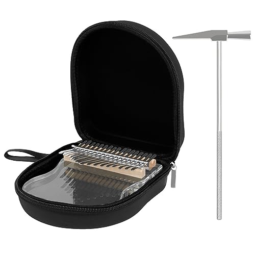HEMOTON Small Musical Instrument Acrylic 17-key Kalimba Beginner-friendly Portable Case