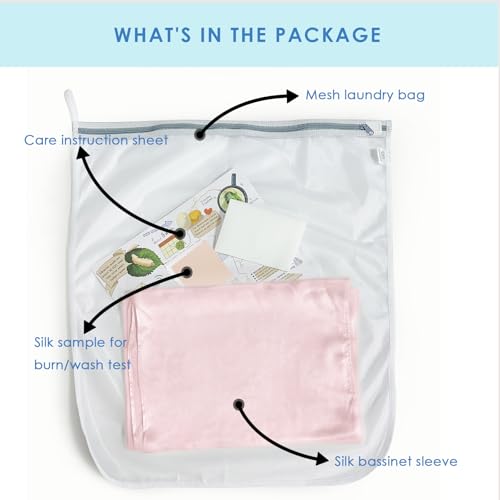 Image of PROMEED 100% Mulberry Silk Bassinet Sleeve for Baby Bald Spots, Preminium 23 Momme Silk Bassinet Half Sheet for Baby Hair Loss (Pink)