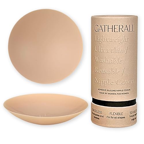 Gatherall Thick Silicone Nipple Covers - No Show Invisible & Skin-Friendly - Seamless Waterproof Adhesive Pasties