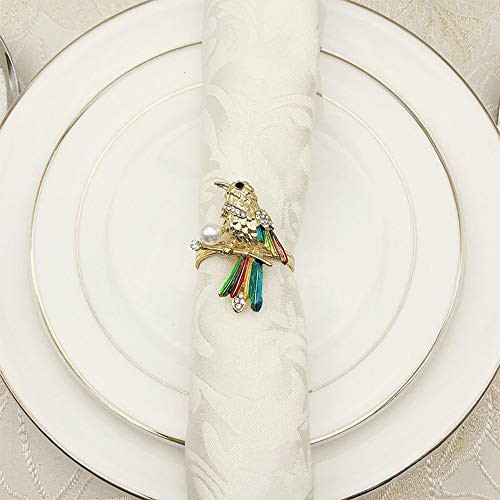 Qtkj Alloy Home Gold Magpie Bird Napkin Ring Set Of 6 Napkin Buckle For Christmas, Holidays, Wedding, Parties, Dinners Decor (Bird, Gold) #TOP4