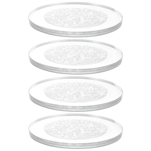 Cabilock Set 4 Pezzi Sottobicchieri in Vetro Trasparente Rotondi per Uso Domestico Protezione Termica e Antigraffio per Tavolo Decorazioni da Scrivania per Casa Bar e Ristorante
