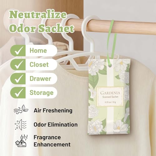 Image of STRN Scented Sachets for Drawer and Closet, Gardenia Scent 14 Pack for Home | Long-Lasting Sachets, Small Space Air Freshener for Wardrobes