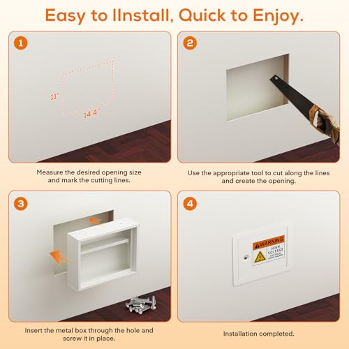 In-Wall Safe with Disguised Sticker, Heavy Duty Wall Safes Between the Studs, Fits 16-Inch Studs with Key Lock, Hidden Gun Storage for Firearms, Money, and Valuables (Grayish White) by Metateel - Used condition - Image 5
