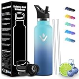 HoneyHolly Borraccia Termica 750ML, Senza BPA, Borraccia Termica Con Cannuccia, Acciaio Inossidabile 18/8, Bottiglia Termica A Prova Di Perdite, Termos Per Scuola, Ufficio E Attività All