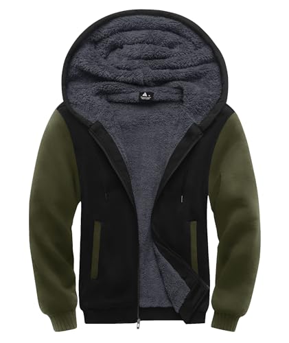 Image of SCODI Hoodies for Men Heavyweight Fleece Sweatshirt Zip Up Thick Jacket